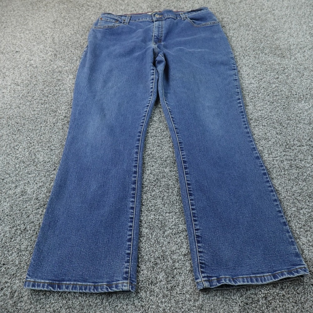 VTG Levis Jeans Womens 16 Dark Blue Denim Pants 550 Relaxed Boot Cut Stretch Y2K